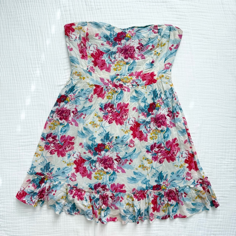 Annabella strapless sweetheart neckline white & pink ruffle dress size Medium